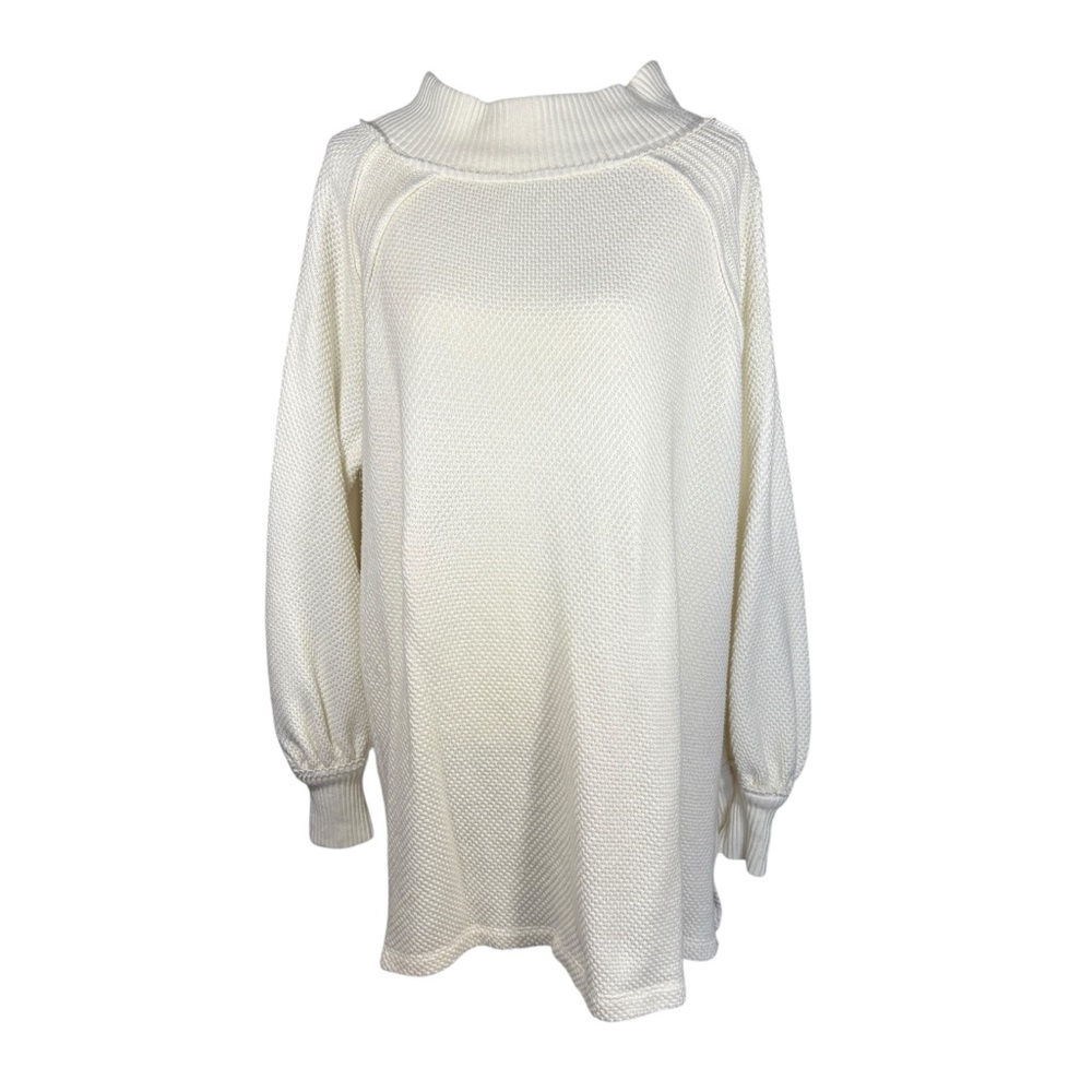 We The Free She’s A Keeper Cream Long Sleeve Knit Mock Neck Tunic XL Cozy Winter
